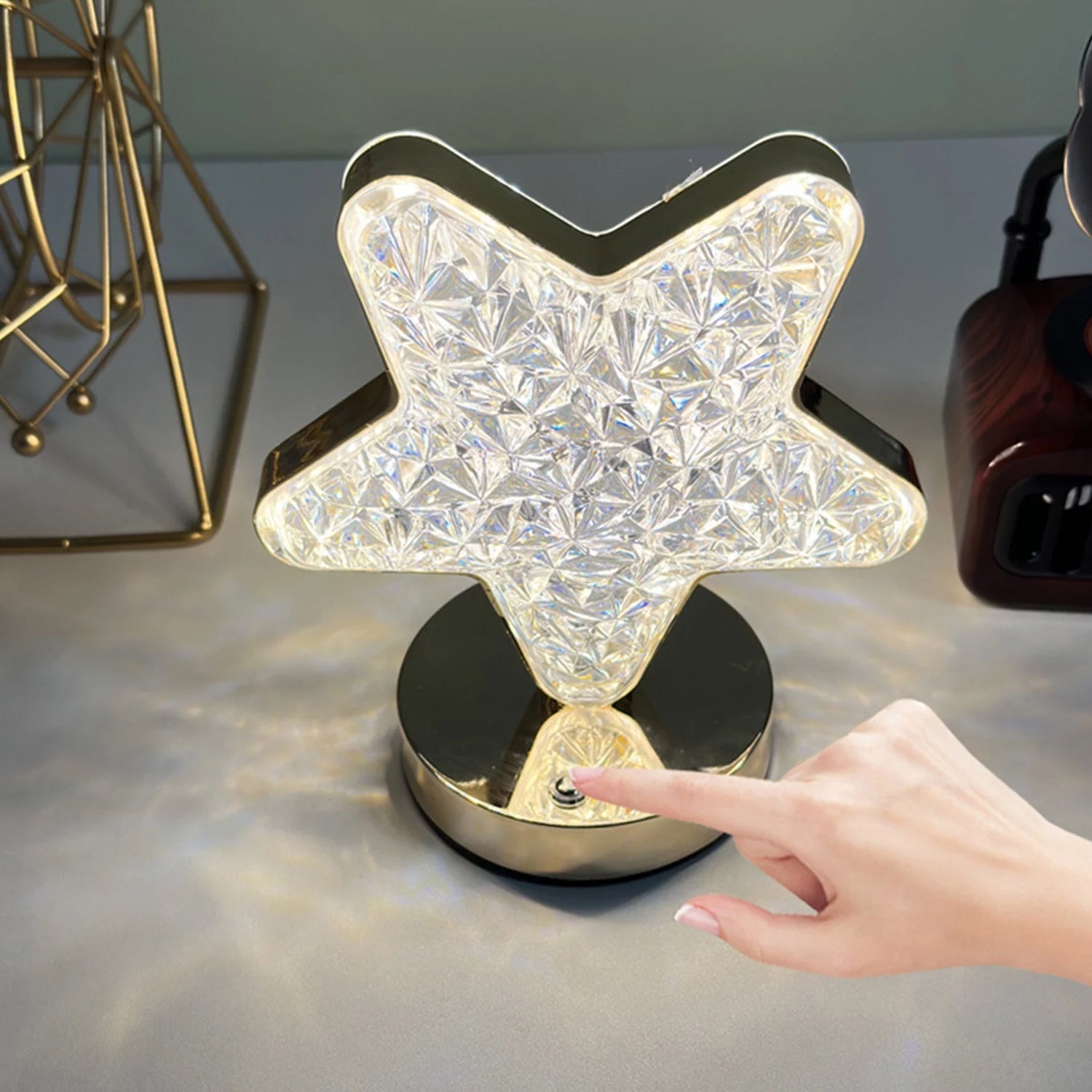 12571 Star Shape Crystal Diamond Lamp Cordless Luxury Lamp with USB Rechargeable, 3-Way Dimmable & Touch Control Decorative Nightstand Lamp for Bedroom, Living Room, Party, Restaurant Decor (1 Pc ) 12571 Star Shape Crystal Diamond Lamp Cordless Luxury Lamp with USB Rechargeable, 3-Way Dimmable & Touch Control Decorative Nightstand Lamp for Bedroom, Living Room, Party, Restaurant Decor (1 Pc )
